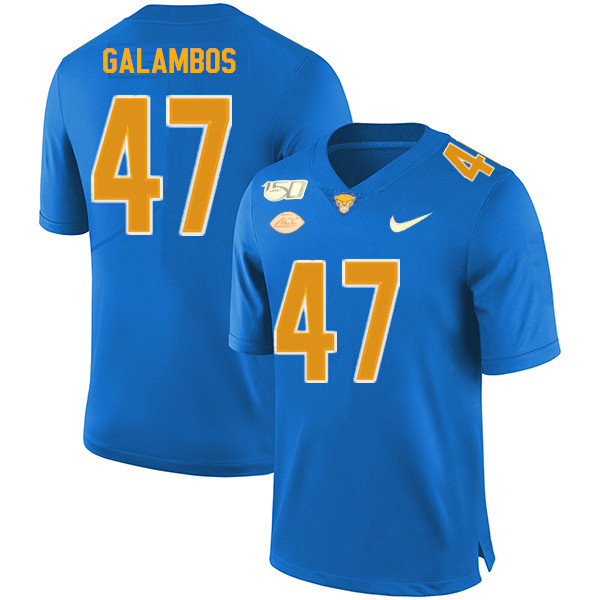 2019 Men #47 Matt Galambos Pitt Panthers College Football Jerseys Sale-Royal